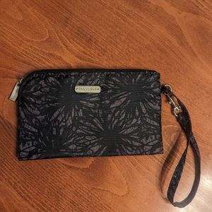 Baggalini RFID Black purple floral Wristlet